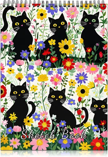 Miniatura 17 de Cabreche Lindo cuaderno de bocetos encuadernado en espiral, 9 x 12 pulgadas, papel grueso de 3.53 oz/m², 50 hojas de 100 páginas, libro de bocetos