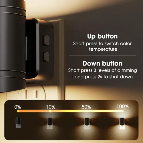 Miniatura 3 de Briignite - Luces nocturnas led enchufables, 3CCT, sensor de anochecer a amanecer, de 3000 K, regulable para pasillo, dormitorio, escalera, paquete