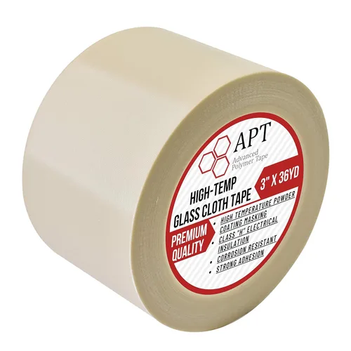 APT Cinta adhesiva de tela de vidrio, cinta de enmascarar de alta temperatura, 260°C. Cinta resistente al calor blanca listada por UL. Ideal para