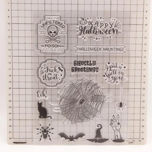 Miniatura 3 de Sello transparente de Halloween Sentiment para hacer tarjetas o diario de Halloween, telaraña, gato, murciélago, sellos de goma para álbumes