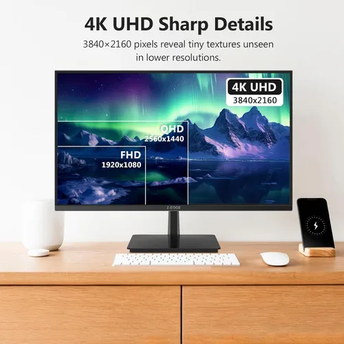 Miniatura 2 de Z-Edge U27P4K - Monitor de 27 pulgadas 4K IPS Ultra HD 3840x2160, tasa de refresco de 60Hz, monitor de PC para juegos, 100% sRGB, HDMI x 2 y DP x 2