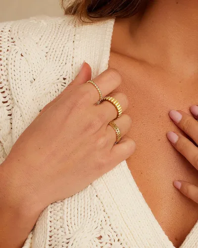 Miniatura 2 de Anillos para mujer, modernos y delicados anillos chapados en oro de 14 quilates, hipoalergénicos con circonita cúbica, anillo midi de color rosa