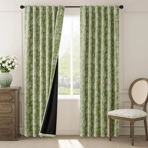 Miniatura 25 de jinchan Cortinas Opacas Florales para Dormitorio, 63 Pulgadas de Largo Cortinas Opacas con Estampado de Flores, Estilo Campo Francés con Pestañas