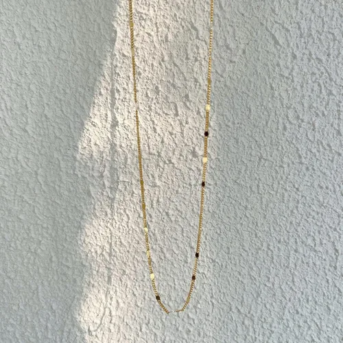 Miniatura 6 de Pancert Danity - Collar de oro para mujer, chapado en oro de 14 quilates, collar de cadena de eslabones de oro, collar de barra de puntos pequeños
