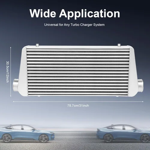 Miniatura 5 de Intercooler universal, kit de intercooler de ajuste universal, intercooler de aluminio de 1000 HP de entrada y salida de 3 pulgadas, núcleo de 4