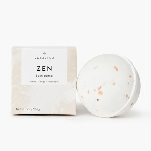 LA SALT CO Bomba de baño Zen, hecha a mano con ingredientes naturales, sal del Himalaya rica en minerales, libre de crueldad, fabricada con aceites