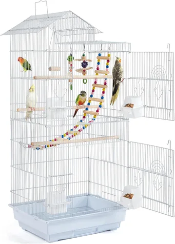 Miniatura 10 de Yaheetech Jaula de 39 pulgadas para pájaros de techo grande para loros pequeños, cacatúas, periquitos del sol, conure de mejillas verdes