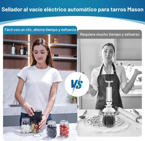 Miniatura 2 de Sellador al aspiradora eléctrico para tarros de albañil, Kit automático de sellado al vacío para tarros de albañil de boca ancha y regular, VP06+