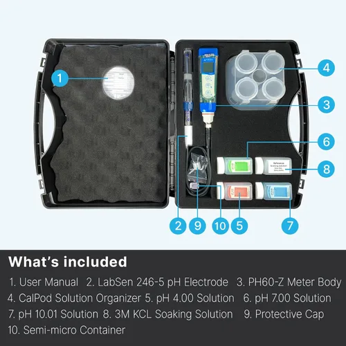 Miniatura 8 de Apera Instruments PH60Z-MS Kit de Probador de Medidor de pH Inteligente Portátil con Electrodo de pH Semi-Micro LabSen 246-5 ATC para Medición de pH
