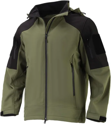 Miniatura 7 de Chaqueta impermeable de softshell para hombre, resistente al viento con forro polar para invierno con capucha, ligera y cálida