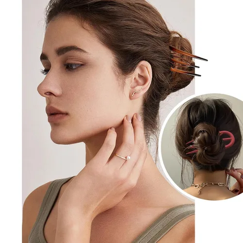 Miniatura 3 de YONOY 6 horquillas francesas para mujer, en forma de U, pinzas planas para el cabello, grandes horquillas de peinado para cabello fino y grueso, 3