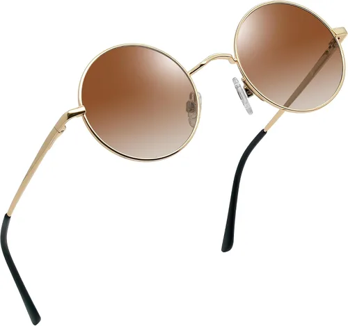 Miniatura 13 de Joopin - Anteojos de sol retro pequeños redondos hippie con círculo polarizado, protección UV400, metal, para hombres y mujeres