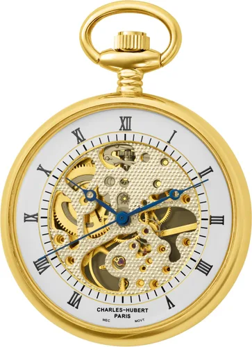 Miniatura 3 de Charles-Hubert, reloj de bolsillo mecánico de cara abierta chapado en oro Paris, Oro, Mecánico
