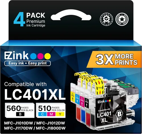 E-Z Ink LC401XL - Cartuchos de tinta para impresora Brother, repuesto compatible con cartuchos de tinta Brother LC401 LC401 XL LC401XL LC 401 para