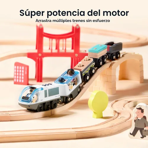 Miniatura 5 de Tiny Land Tren Locomotora de Acción a Batería - Potente Motor Juego de Tren Bala Compatible con Rieles de Principales Marcas - Juguetes de Rieles a