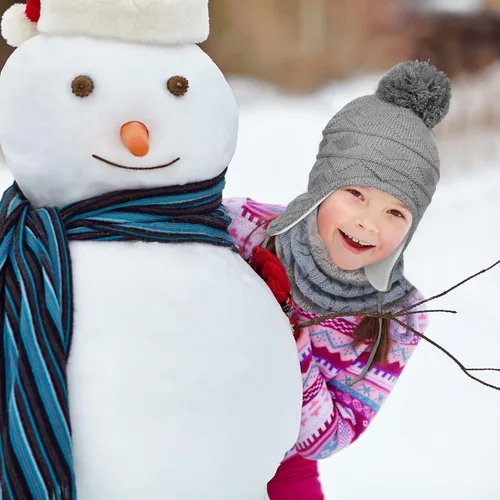 Miniatura 6 de Juego de 3 sombreros para bebé niña, incluye gorro de invierno para niños pequeños, bufanda cálida para niños, bufanda y guantes para niños de 1 a 3