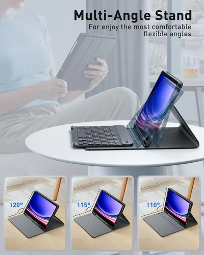 Miniatura 4 de TUNKARMOR Funda para teclado para Tab A9 de 8.7 pulgadas (2023) - Funda delgada con teclado desmontable y ratón con soporte para bolígrafo, función
