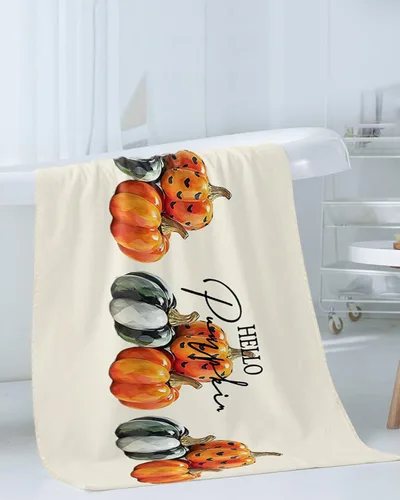 Miniatura 3 de Orange Green Pumpkins Bath Towels for Bathroom Set - Luxury Towels Gifts for Women,Quick Dry Beach Kitchen Hand Hair Face Yoga Workout Gym Towel and