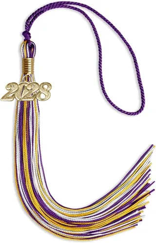 Miniatura 89 de Endea Graduation Borla mixta de triple color con gota de fecha dorada (negro/dorado/blanco, 2021)