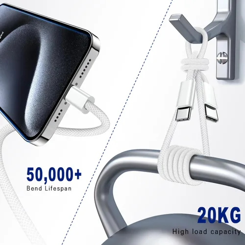 Miniatura 4 de Cable USB C a USB C de 6 pies, paquete de 2 cables de carga tipo C de 60 W (3A), cable de carga rápida trenzado compatible con 17/17 Air/17/16/15/15