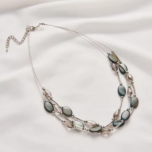 Miniatura 4 de Collar a capas con cristal para mujer, gargantilla con cadena de plata gruesa, regalo de cumpleaños para mujer