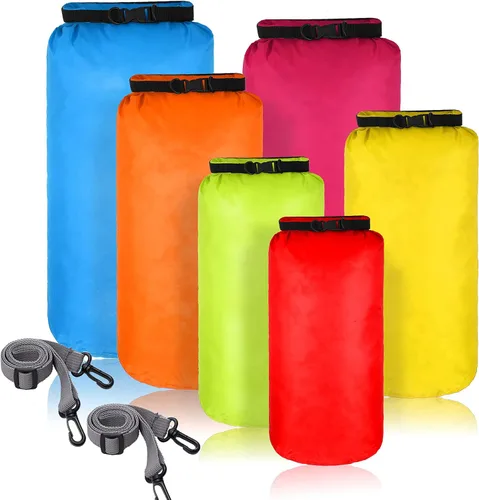 Miniatura 10 de Shappy Juego de 6 bolsas secas impermeables, ligeras, herméticas, con sacos de 20 L, 15 L, 10 L, 8 L, 5 L, 3 L y correa de hombro larga ajustable