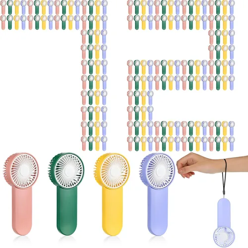 Miniatura 15 de Sumind 6 unidades de pequeño ventilador portátil personal pequeño a granel de 1 velocidad eléctrico lindo alimentado por batería para el cuello