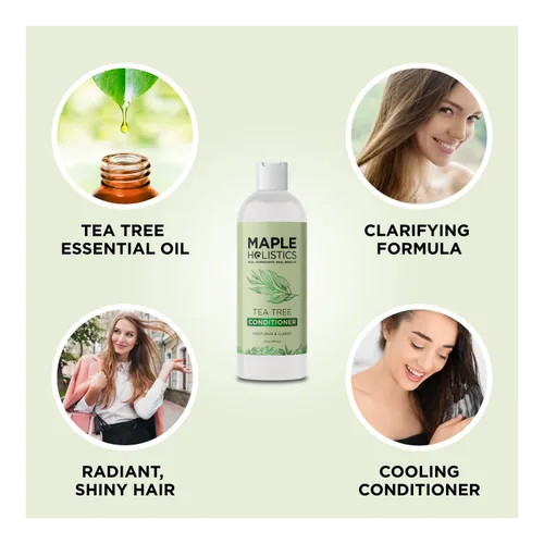 Miniatura 9 de Champú y acondicionador grasos para cabello y cuero cabelludo, champú desengrasante y acondicionador de árbol de té para cabello graso y cuero