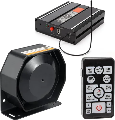 Sistema PA de sirena de emergencia de policía de 200 W, 12 V, 20 tonos, para vehículos de ambulancia de bomberos, camiones, automóviles, SUV, ATV,