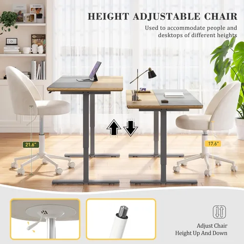 Miniatura 7 de EnHomee Silla de tocador con ruedas, silla de oficina pequeña con respaldo, bonita silla de escritorio sin brazos para sala de maquillaje, oficina
