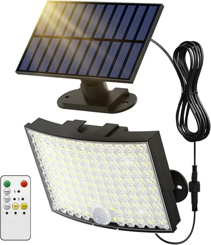 Miniatura 8 de ABODONG Luces Solares para Exteriores, Reflector Brillante de 128 LEDs con Lente Óptica, Luces de Seguridad Alimentadas por Energía Solar con Cable
