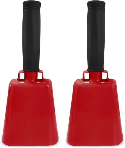 Miniatura 18 de Deke Home - Paquete de 2 cencerros de acero de 10 pulgadas con mango, generadores de ruido fuerte para fútbol americano, deportes, fiestas, Blanco