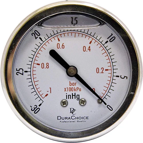 Miniatura 12 de Medidores de presión rellenos de líquido de 2-1/2 pulgadas - caja de acero inoxidable, latón, 1/4" NPT, conexión de montaje trasero central, 0-30PSI