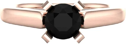 Miniatura 4 de Anillo de compromiso de diamante negro de corte redondo, oro de 14 quilates, 23 quilates