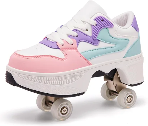Roller Skate Shoes for Women Girls Boy and Men 4-Wheels Fashion Professional Outdoor Indoor Quad-Skates for Kids & Adults Christmas/Birthday Gifts