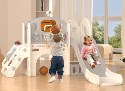 Miniatura 12 de XJD Conjunto de Tobogán 8 en 1 para Niños Pequeños, Tobogán para Niños de 1+ Años, Conjunto de Juego de Tobogán Escalador para Niños Pequeños