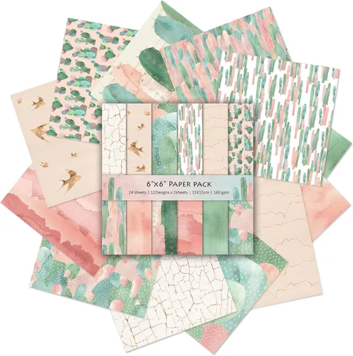 Miniatura 9 de 24 hojas de 12 diseños de álbumes de recortes, 6 x 6 pulgadas, papel de cartulina para manualidades Decopodge de una sola cara, álbum de recortes