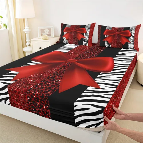 Sábana bajera ajustable para niños, tamaño individual, diseño de cebra y leopardo con purpurina, decoración de habitación para niñas y mujeres, A1