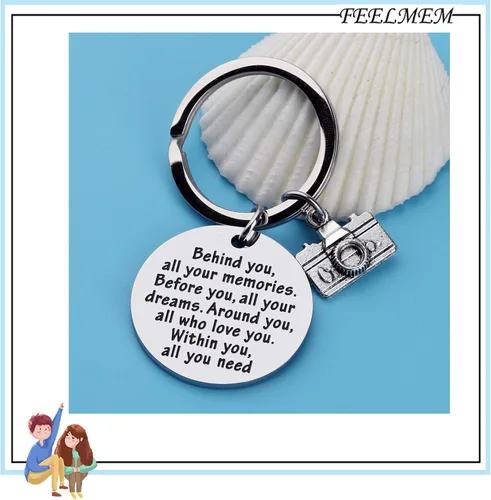 Miniatura 3 de FEELMEM - Llavero para cámara fotográfica regalo detrás de ti todos los recuerdos antes de ti y todos tus sueños llavero de fotografía regalo