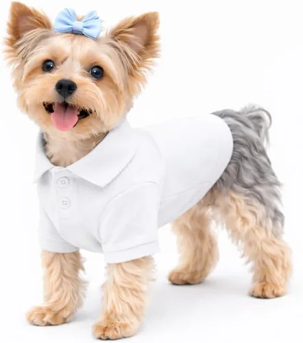 Miniatura 20 de lovelonglong Polo básico para perro, de algodón de primera calidad, para perros grandes, medianos y pequeños, con cuello de dos botones, color Negro