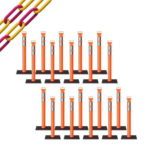 Miniatura 39 de Trafford Industrial - Juego de 20 postes de delineador de 45 pulgadas, collares reflectantes de 3 pulgadas, base de goma de 10 libras