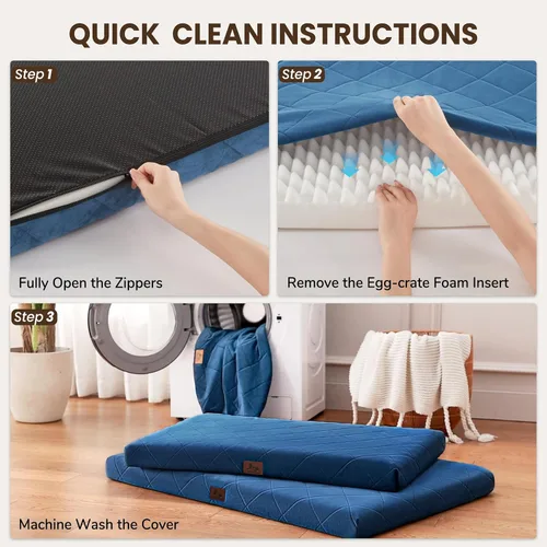 Miniatura 7 de Tapete ortopédico XL para perros extra grandes, cama impermeable para perros con funda extraíble, cama lavable para mascotas, 41 x 28 pulgadas,