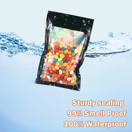 Miniatura 2 de 350 bolsas de Mylar para almacenamiento de alimentos, bolsa de Mylar de 4 x 6 pulgadas con ventana, bolsas resellables negras para pequeñas