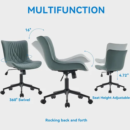 Miniatura 3 de YOUNIKE Silla de Oficina sin Brazos Silla de Escritorio con Ruedas, Silla de Trabajo para Computadora de Oficina en Casa, Silla de Tocador Moderna