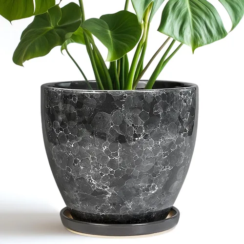 Miniatura 29 de Maceta para Plantas de 6.8 Pulgadas - Maceta de Cerámica con Orificio de Drenaje y Platillo, Maceta Redonda Moderna para Flores, Macetas