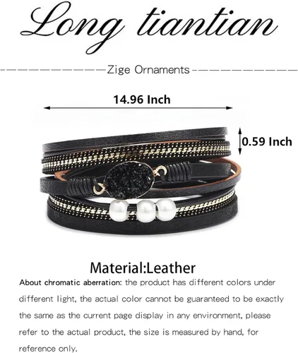 Miniatura 7 de Long tiantian Pulseras para mujer, pulseras bohemias de moda, pulseras de cuero para mujer, pulseras apilables de varias capas, joyería occidental