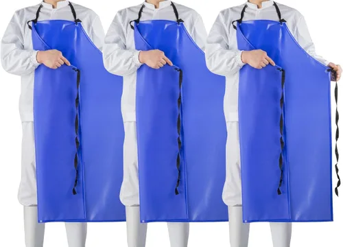 Miniatura 10 de Delantal de vinilo resistente a los productos químicos, delantales de PVC unisex de talla grande para lavavajillas, peluquería de perros, Azul