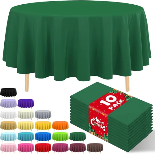 Miniatura 28 de Paquete de 10 manteles desechables de plástico premium de 54 x 108 pulgadas, mantel rectangular para mesa, para cumpleaños, bodas, Navidad, Beige