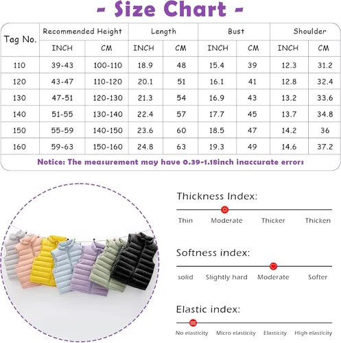 Miniatura 7 de Down Puffer Vest for Boy Girls Lightweight Water-Resistant Winter Jacket Outwear Kids Fall Sleeveless Coats