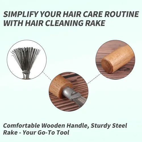 Miniatura 4 de Paquete de 2 cepillos limpiadores de pelo, cepillo de limpieza para cepillo de pelo, solución fácil de limpiar con rastrillo de metal, mango